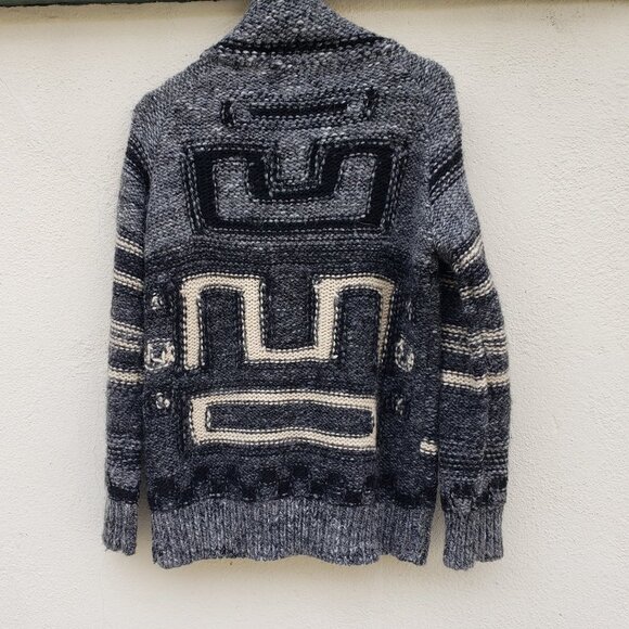 Wilfred Free Black and White Primitive Pattern Wool Alpaca Blend Zeno Jacket - Picture 4 of 8